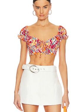 MORE TO COME Carrie Crop Top in Red Floral
